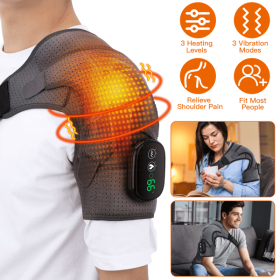 Heated Shoulder Massager 3 Heat Levels & 3 Vibration Modes Cordless USB Rechargeable Shoulder Brace For Pain Relief Rechargeable For Home Office